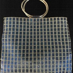 Nina Blue and Silver rhinestone clutch